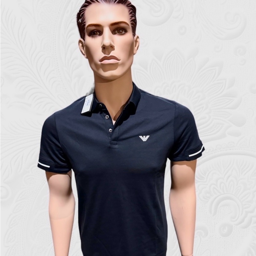 NWT, Emporio Armani, short sleeve polo, color black, Men’s size M Athletic fit.